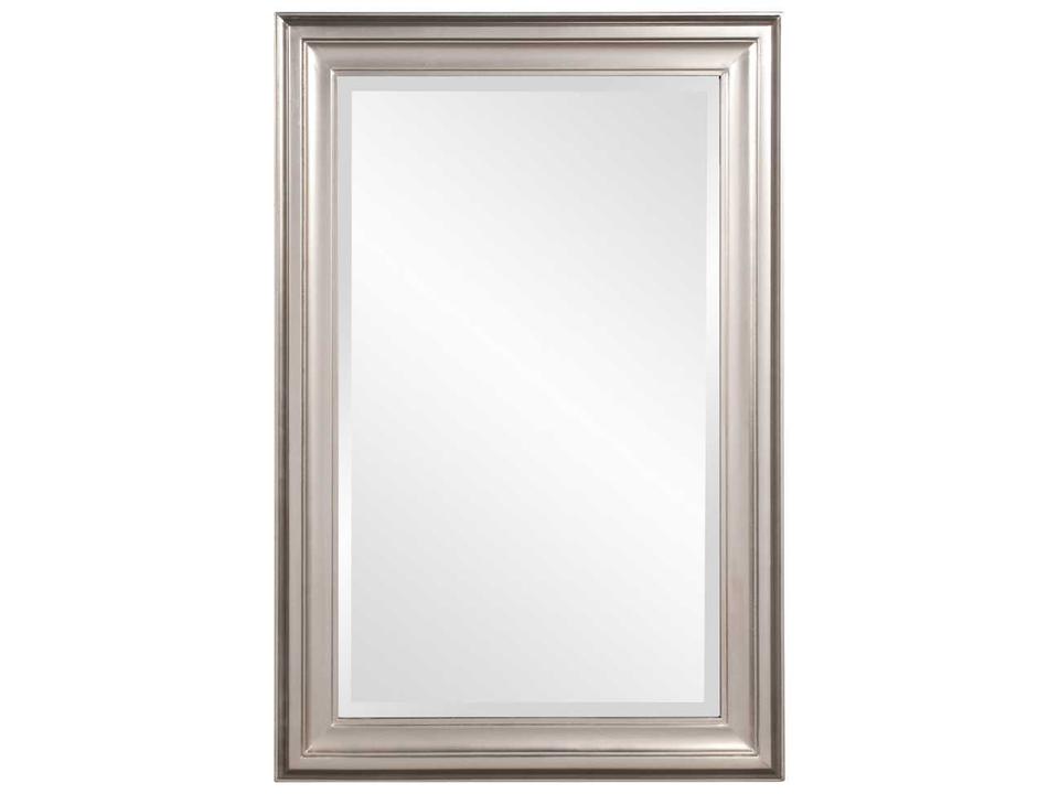 George Rectangle Wall Mirror in Bright Silver Leaf