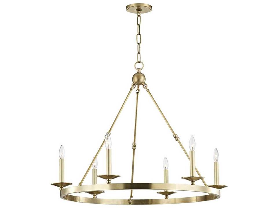 Allendale 6-Light Aged Brass Candelabra Round Chandelier