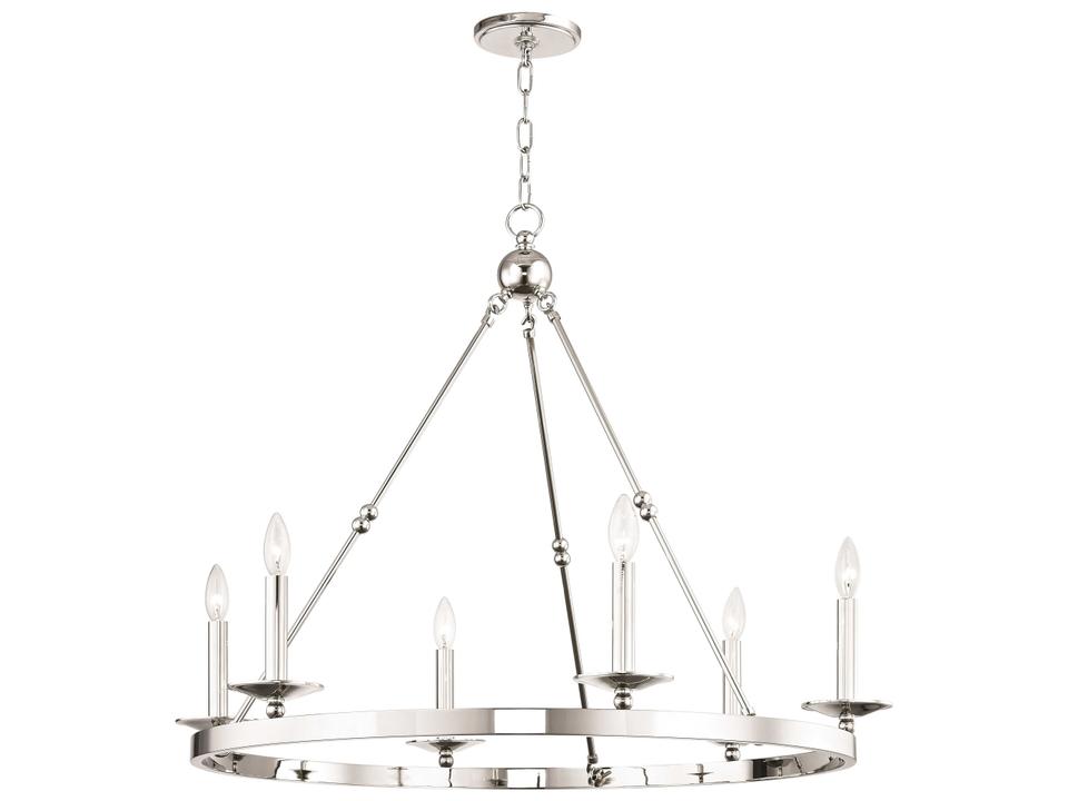 Allendale 6-Light Polished Nickel Candelabra Round Chandelier