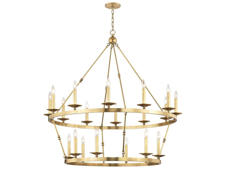 Allendale 20-Light Aged Brass Candelabra Round Tiered Chandelier