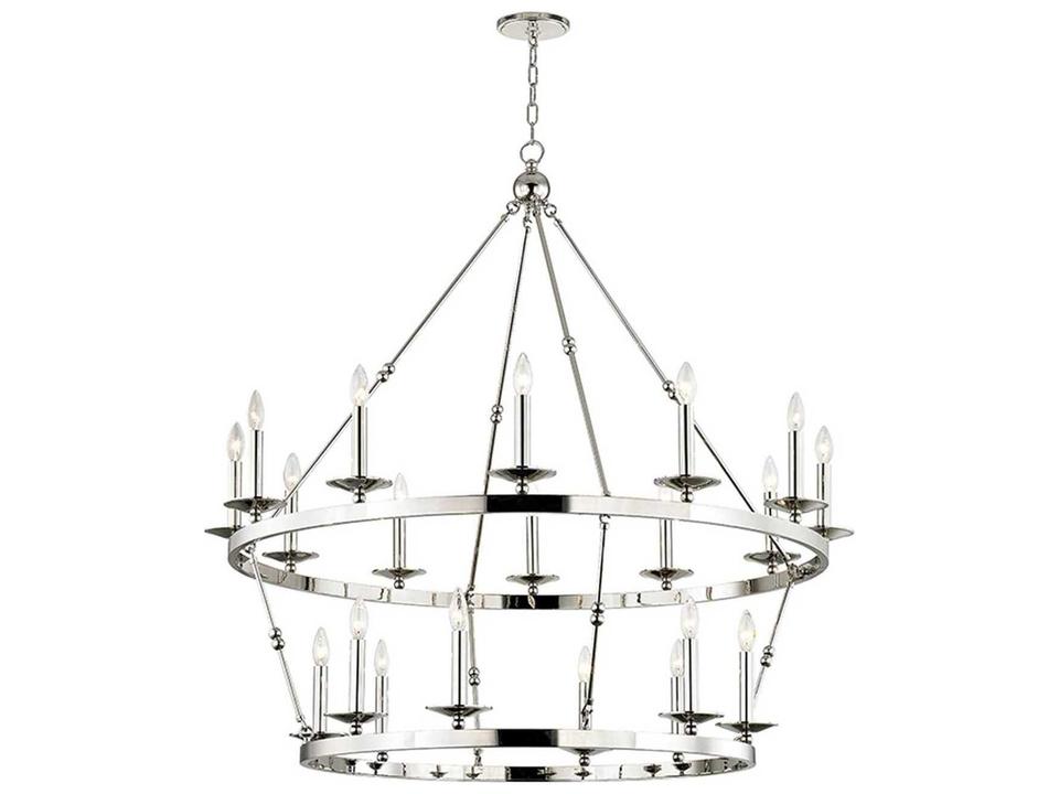 Allendale 20-Light Polished Nickel Candelabra Round Tiered Chandelier