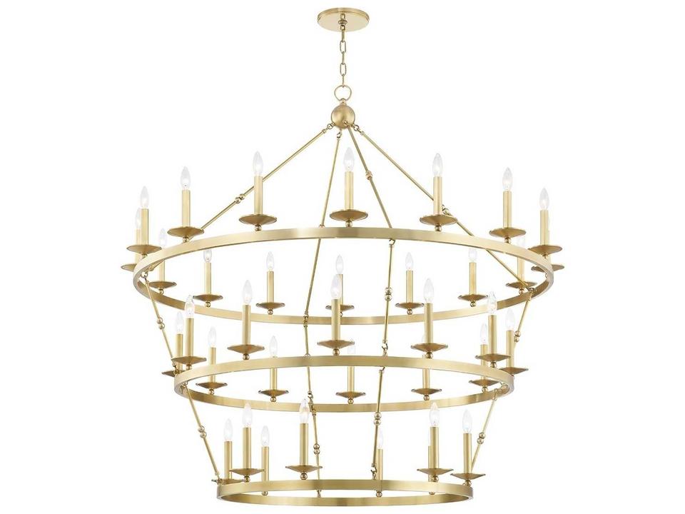 Allendale 36-Light Aged Brass LED Candelabra Round Tiered Chandelier