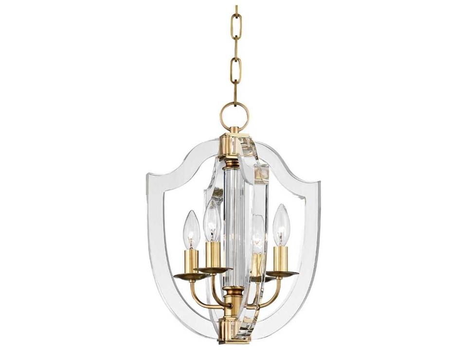 Arietta 4-Light Aged Brass Clear Glass Candelabra Chandelier
