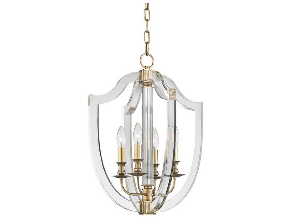 Arietta 4-Light Aged Brass Clear Glass Candelabra Chandelier
