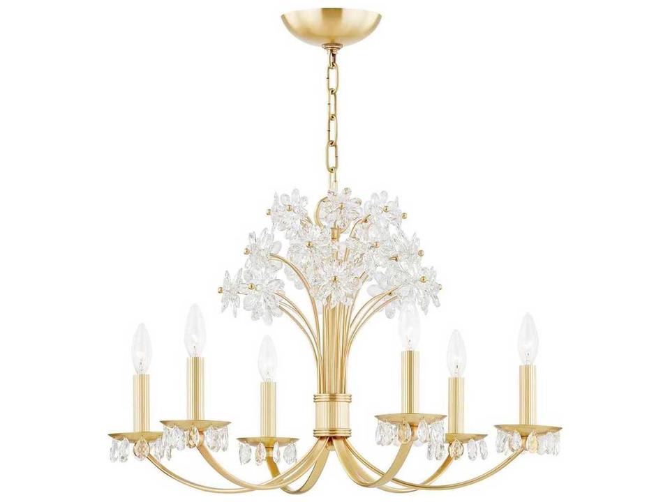 Beaumont 6-Light Aged Brass Crystal Candelabra Chandelier