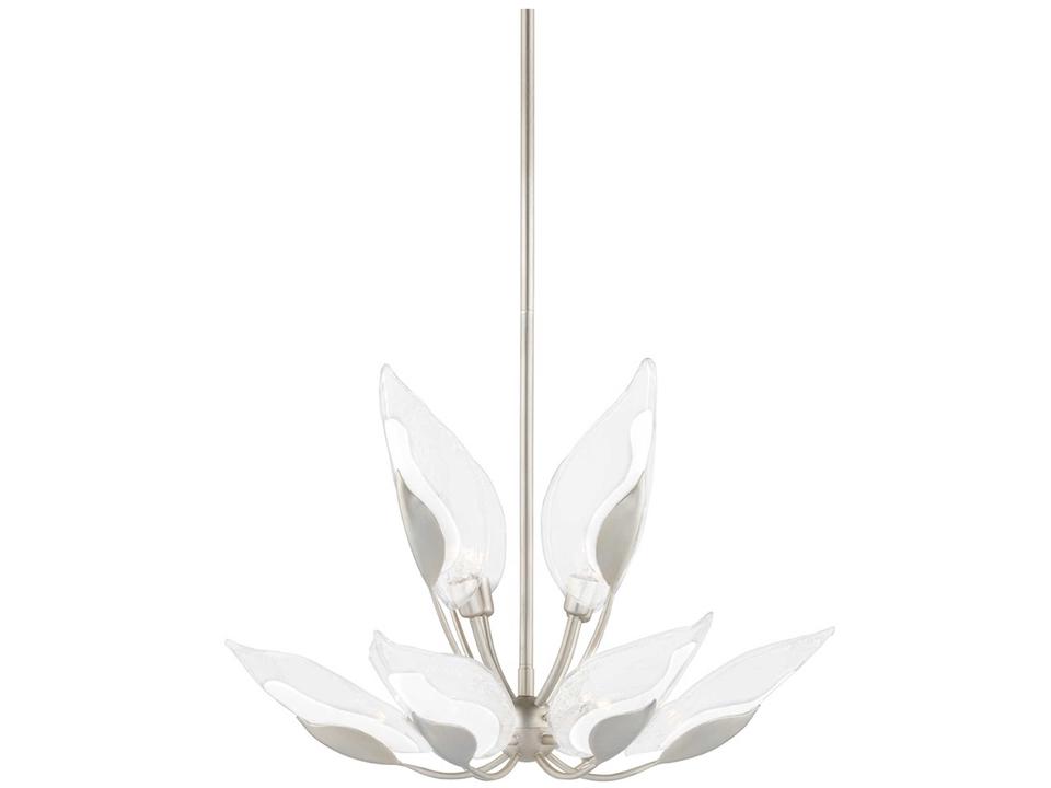 Blossom 10-Light Silver Leaf Glass Candelabra Round Tiered Chandelier
