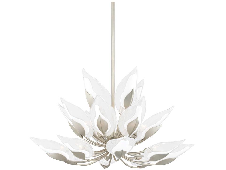 Blossom 20-Light Silver Leaf Glass Candelabra Round Tiered Chandelier