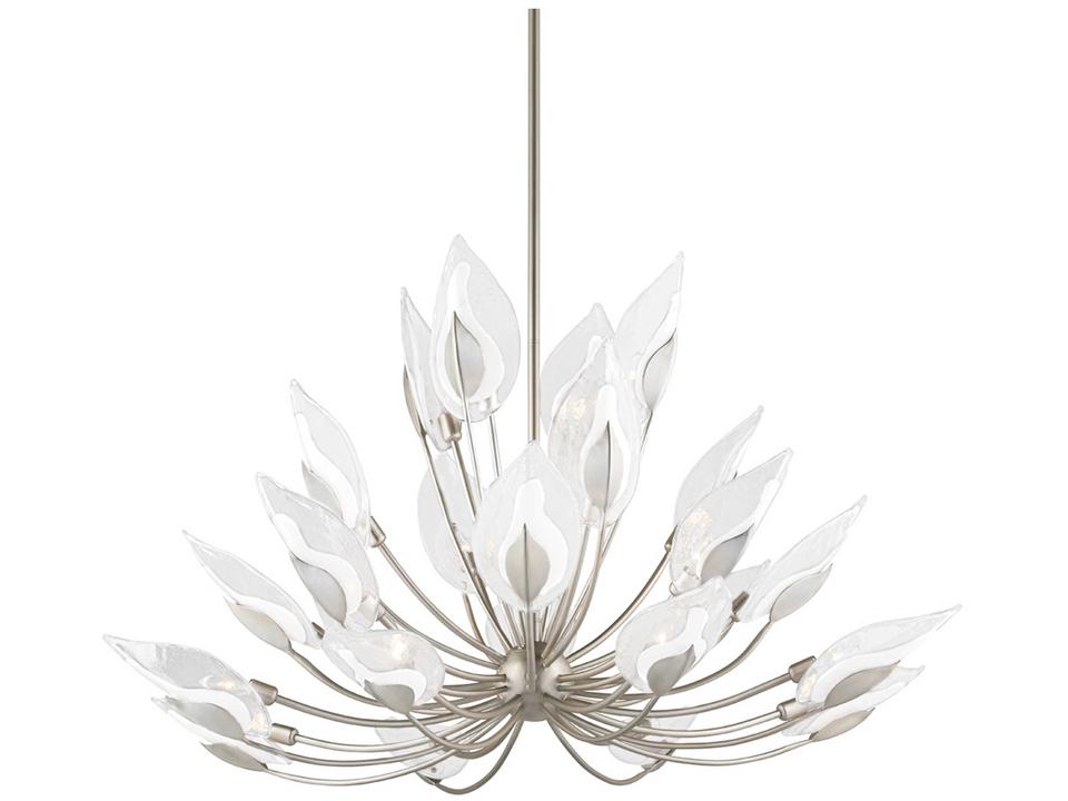 Blossom 24-Light Silver Leaf Glass Candelabra Round Chandelier
