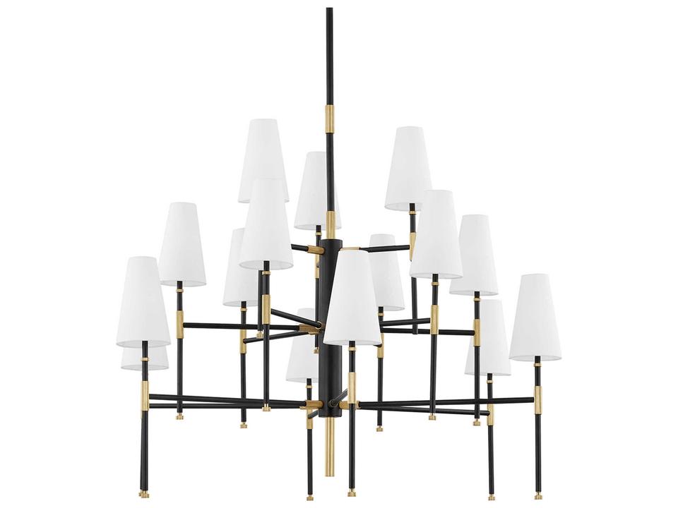 Bowery 15-Light Aged Old Bronze Glass LED Candelabra Empire Tiered Chandelier