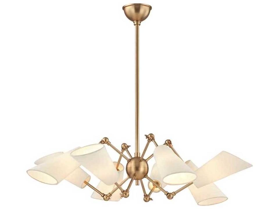 Buckingham 8-Light Aged Brass Off White Candelabra Chandelier