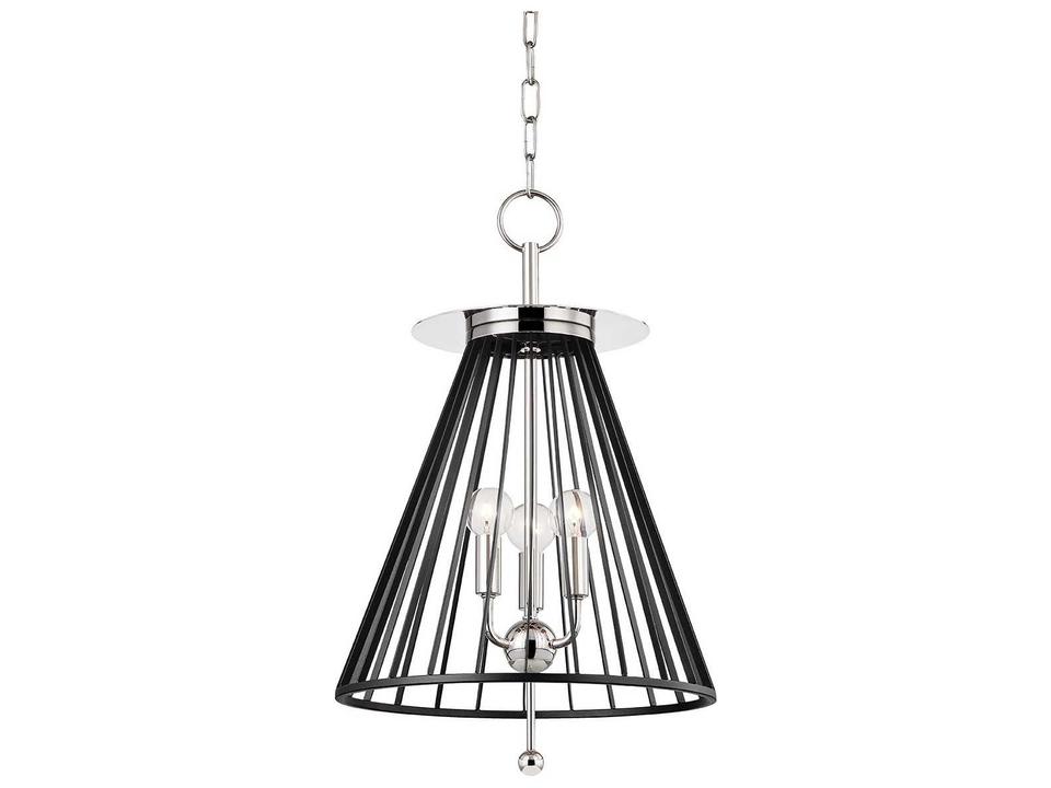 Cagney 3-Light Polished Nickel Black Candelabra Geometric Chandelier