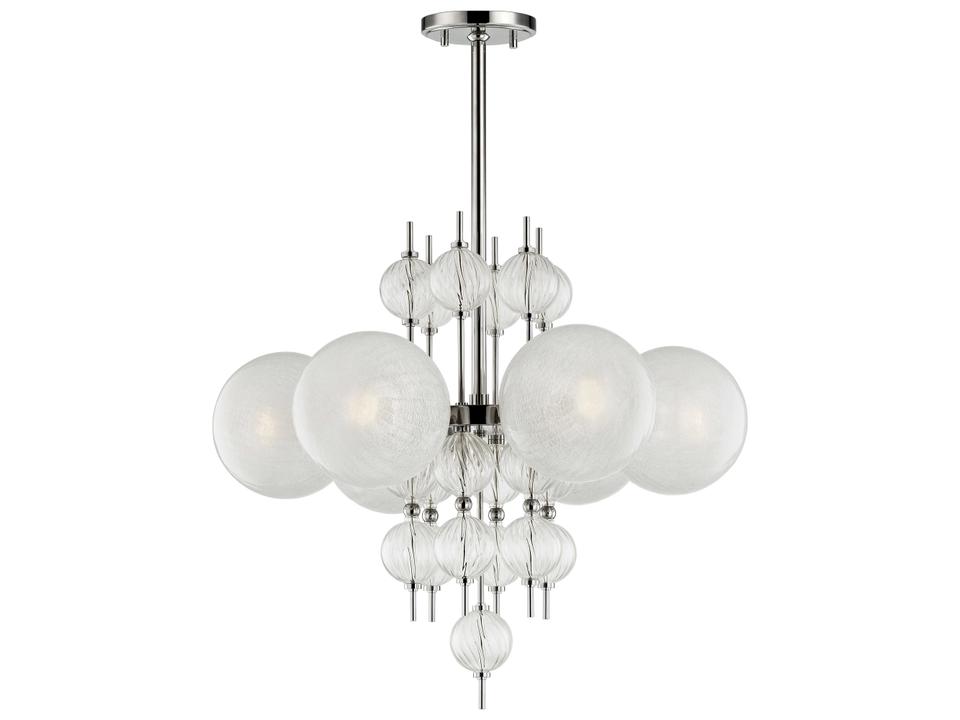 Calypso 6-Light Polished Nickel Clear Glass Globe Geometric Round Chandelier