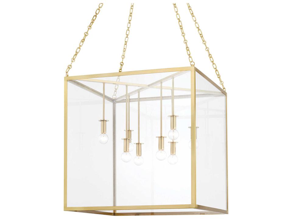 Catskill 8-Light Aged Brass Glass LED Candelabra Linear Chandelier