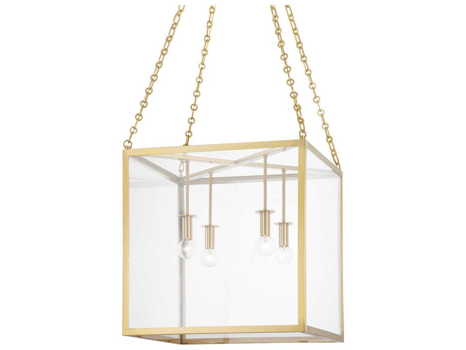Catskill 4-Light Aged Brass Glass LED Candelabra Linear Chandelier