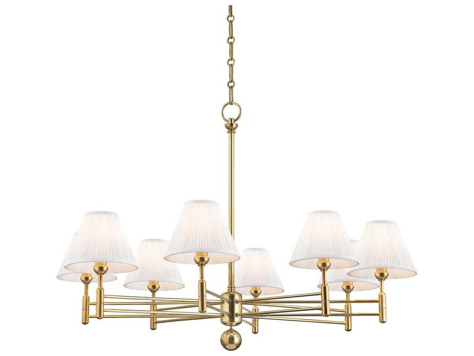 Classic 8-Light Aged Brass Candelabra Empire Chandelier