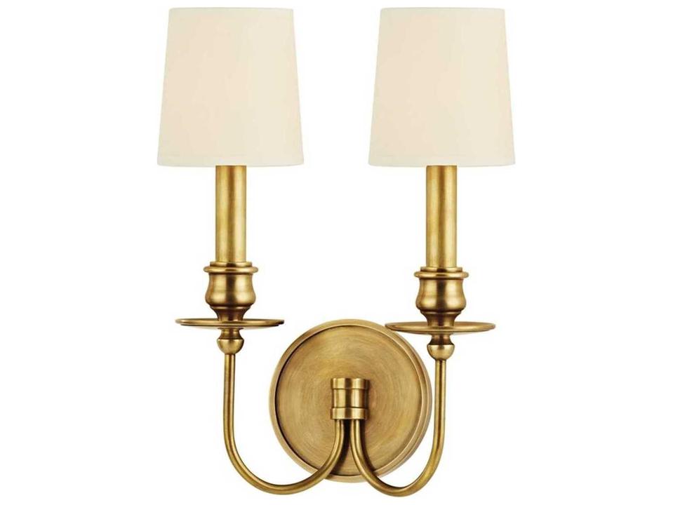 Cohasset 2-Light Aged Brass Off White Wall Sconce