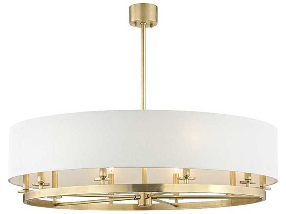 Durham 10-Light Aged Brass Off White Candelabra Drum Chandelier