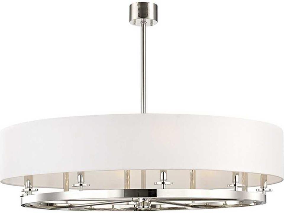 Durham 10-Light Polished Nickel Off White Candelabra Drum Chandelier