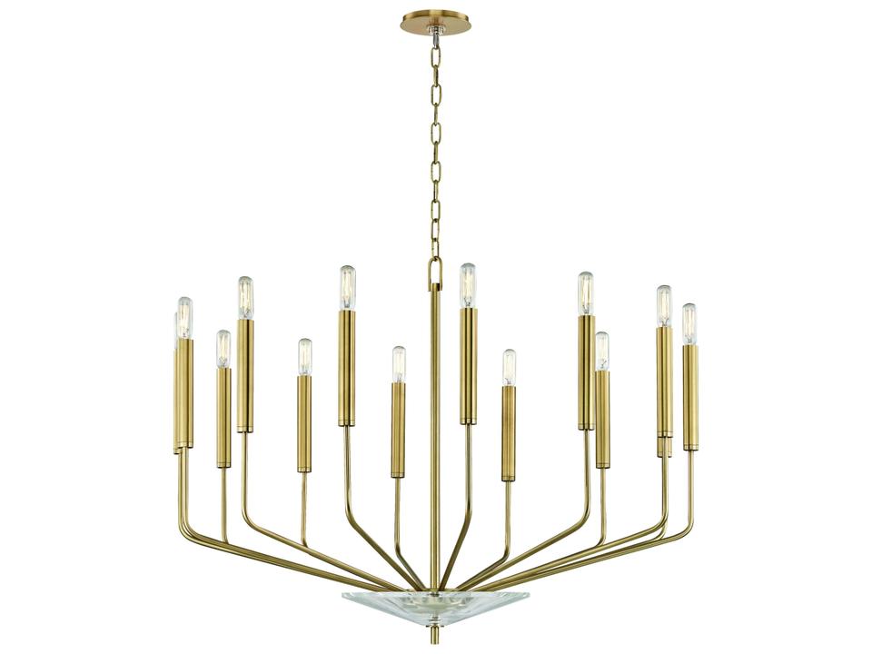 Gideon 14-Light Aged Brass Crystal Candelabra Chandelier