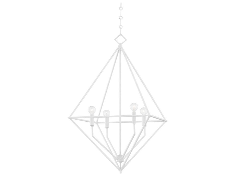 Haines 4-Light White Plaster LED Candelabra Geometric Chandelier