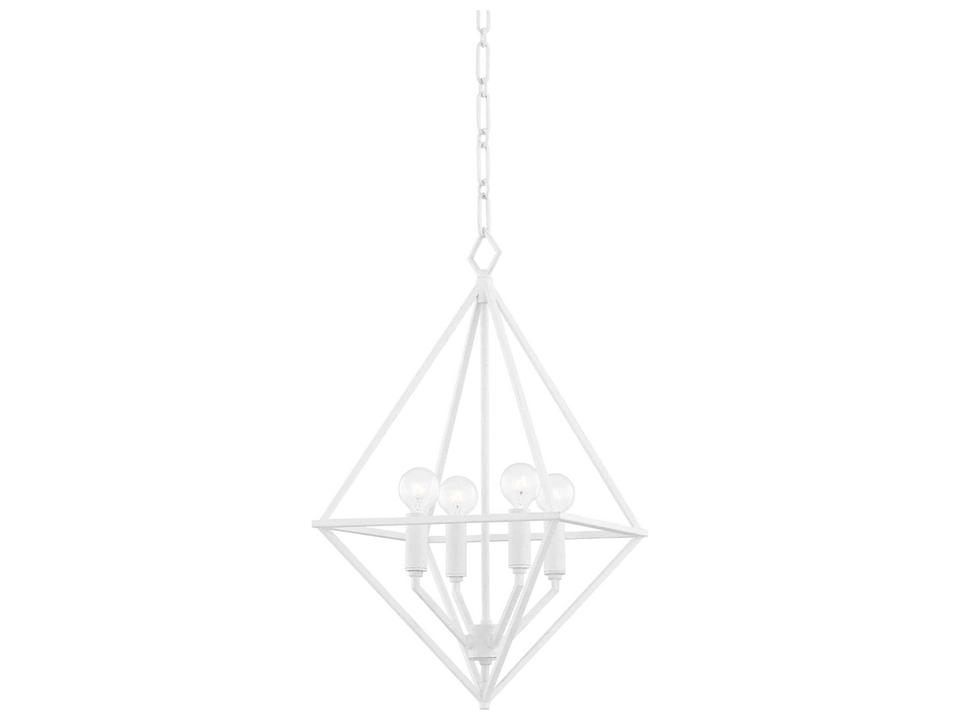 Haines 4-Light White Plaster LED Candelabra Geometric Chandelier