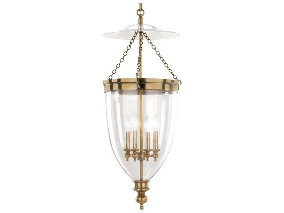 Hanover 4-Light Aged Brass Clear Glass Bell Candelabra Chandelier