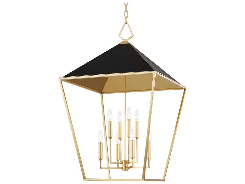 Paxton 8-Light Gold Leaf Black LED Candelabra Tiered Chandelier