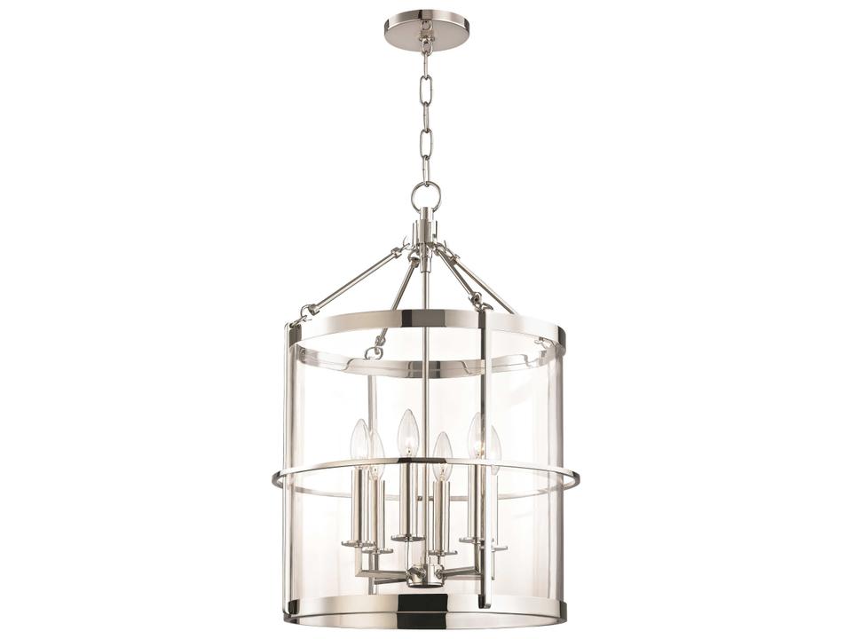 Ren Pendant Light in Polished Nickel Modern Lantern
