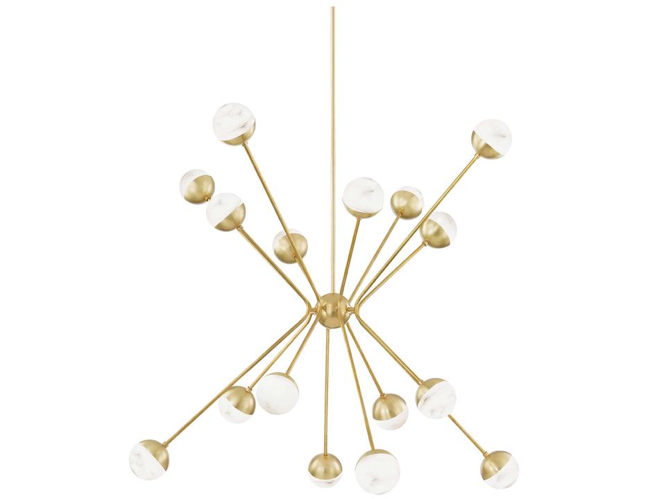 Saratoga 16-Light6-Light Aged Brass Glass LED Bowl Globe Linear Chandelier