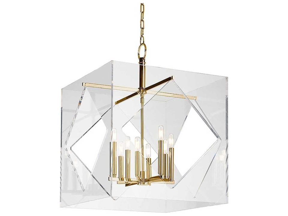Travis 8-Light Aged Brass Clear Candelabra Chandelier