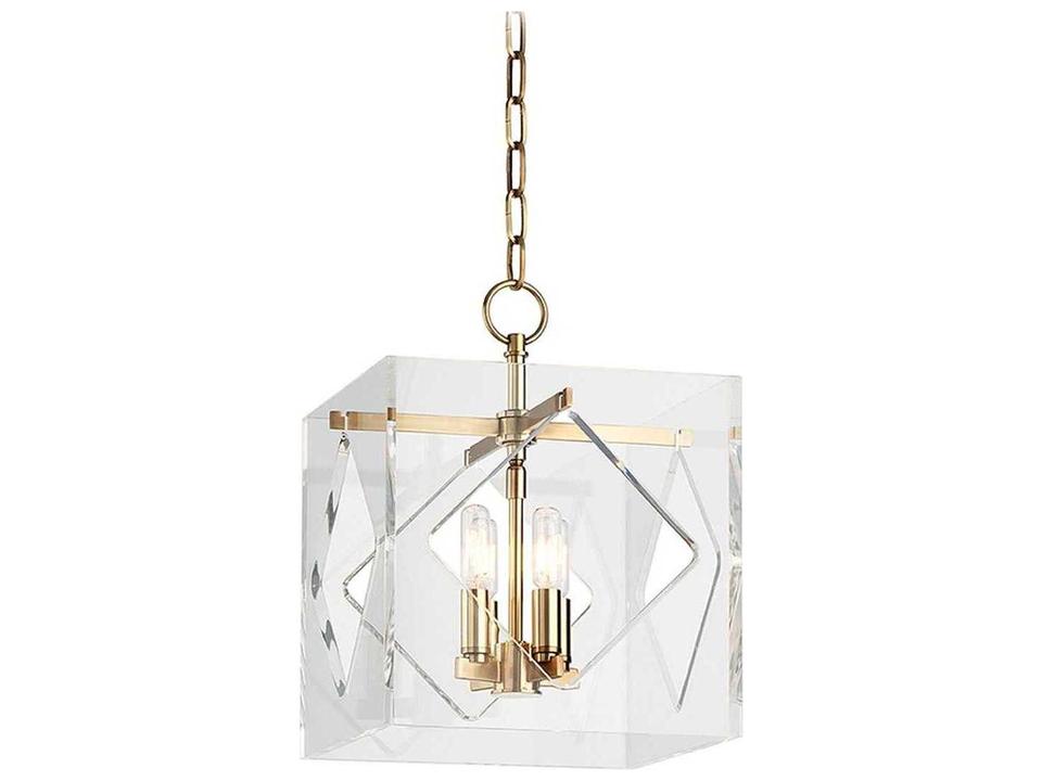 Travis 4-Light Aged Brass Clear Candelabra Chandelier