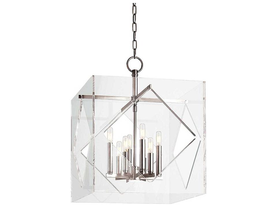 Travis 8-Light Polished Nickel Clear Candelabra Chandelier