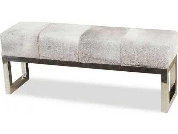 Moro Natural Hide Accent Bench with Polished Stainless Steel Legs