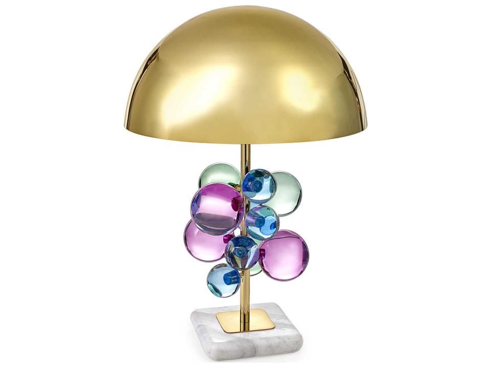 Globo Multi Colored Acrylic Table Lamp in Polished Brass