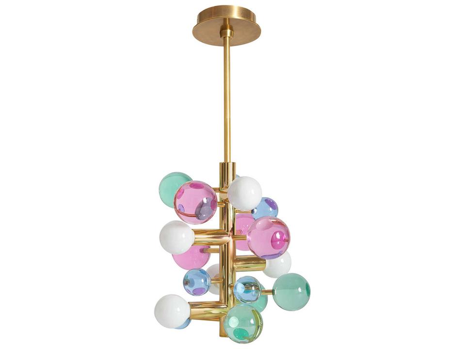 Sputnik 24-Light Chandelier in Antiqued Brass with Crystal Accents
