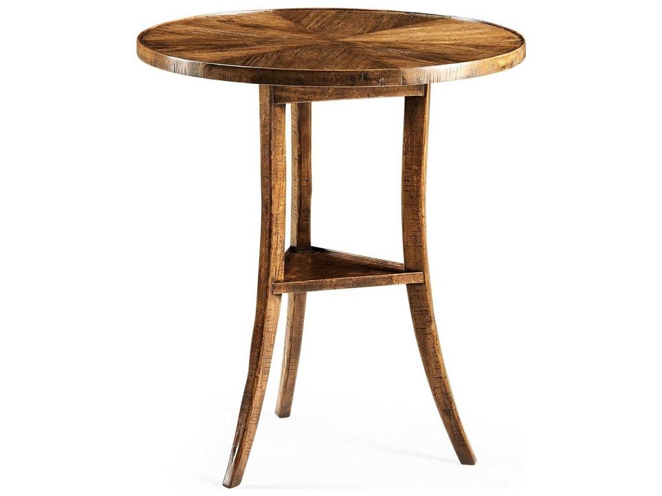 JC Edited Casually Country Round End Table Acacia Wood Country Farmhouse Walnut
