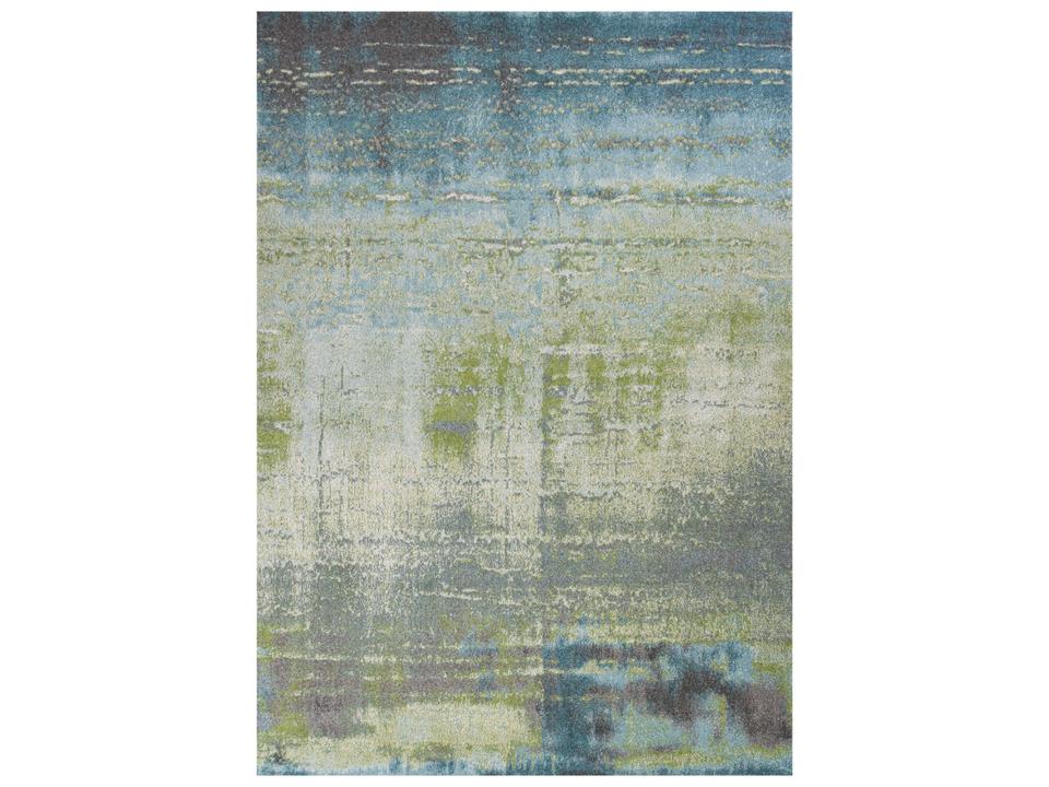 Illusions Abstract Machine-Woven Polypropylene Area Rug in Blue Green
