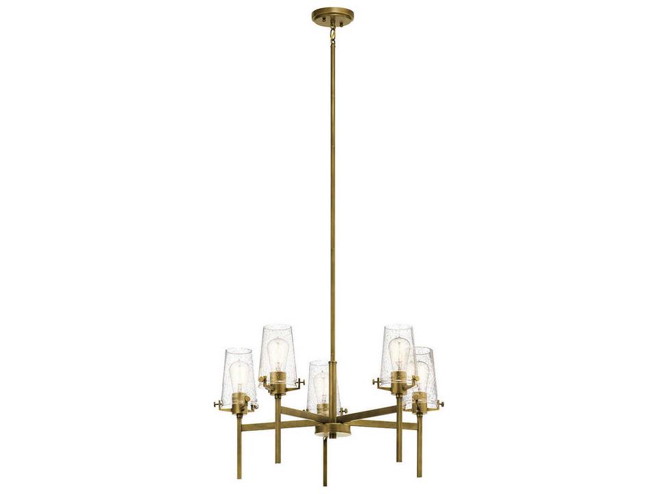 Alton 5-Light Natural Brass Chandelier with Clear Seeded Glass