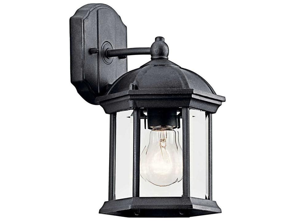 Barrie 1-Light Outdoor Wall Light with Clear Beveled Glass in Black