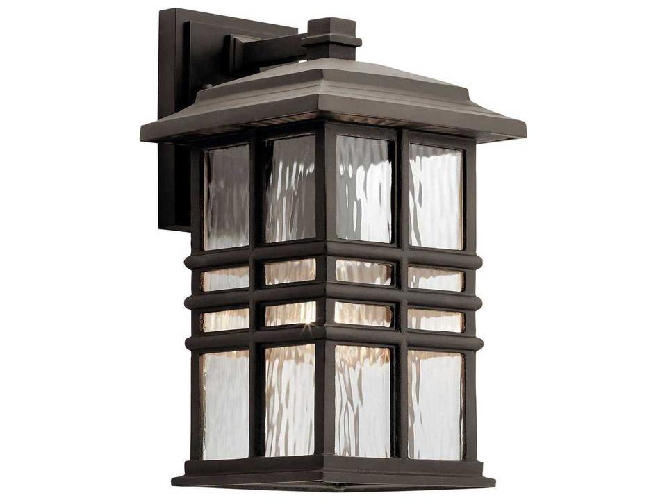 Beacon Square 1-Light Olde Bronze Outdoor Wall Light with Clear Hammered Glass