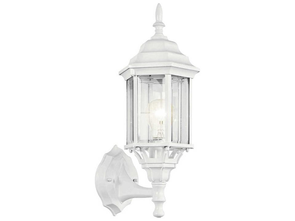 Chesapeake 1-Light Outdoor Wall Sconce in White with Clear Beveled Glass