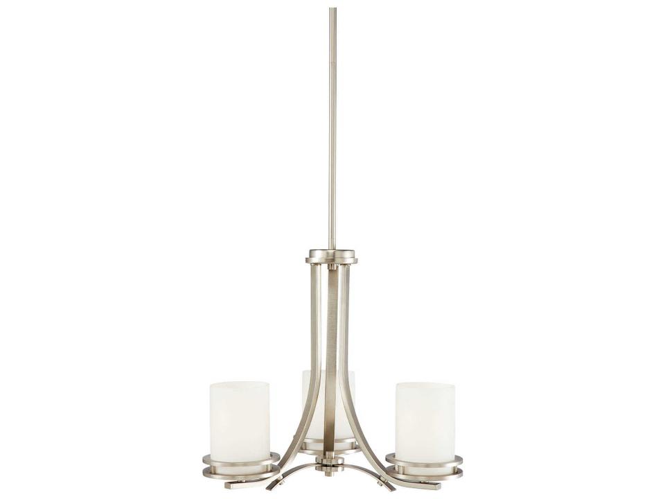 Hendrik 3-Light Brushed Nickel Chandelier with Satin Etched Glass
