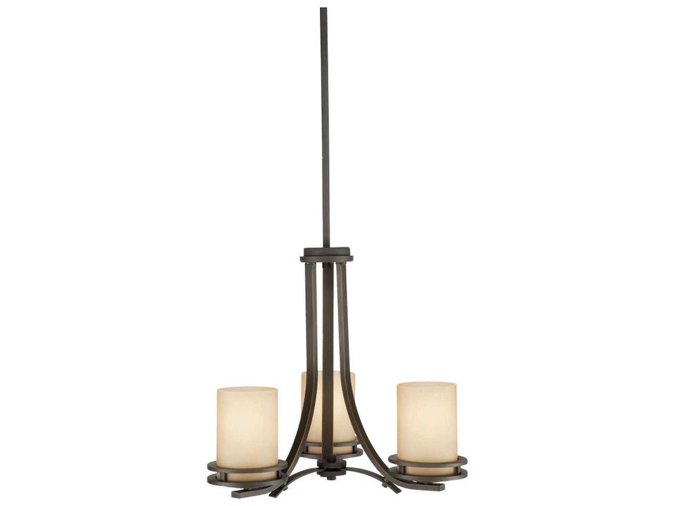 Hendrik 3-Light Olde Bronze Chandelier with Light Umber Etched Glass