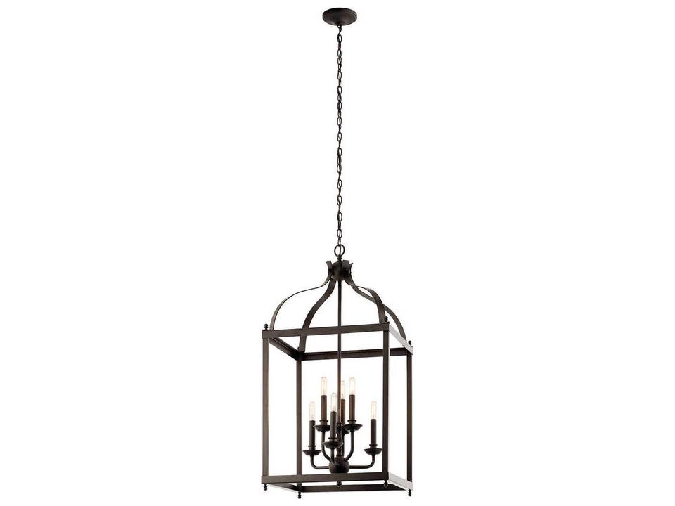 Larkin 6-Light Olde Bronze Candelabra Chandelier with Linear Silhouette
