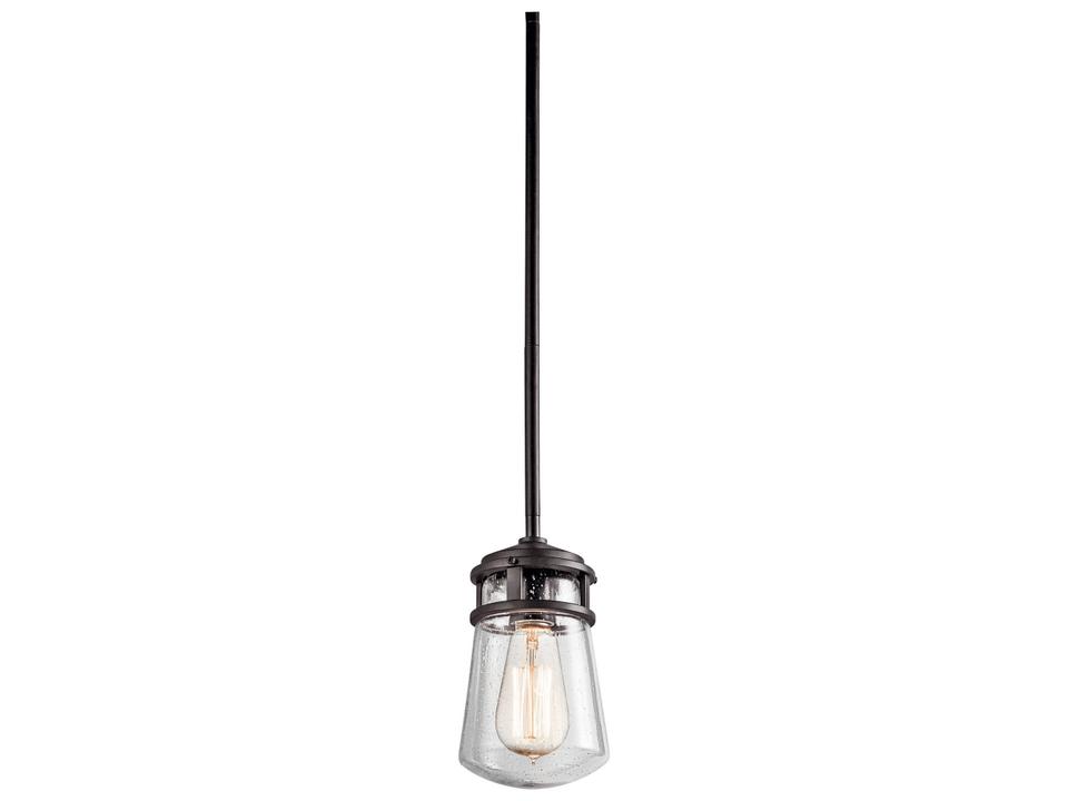 Lyndon 1-Light Outdoor Hanging Pendant Light in Architectural Bronze with Clear Seeded Glass
