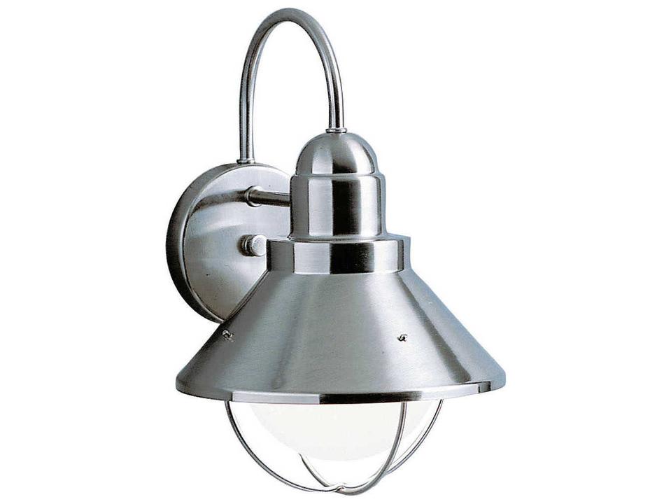 Seaside 1-Light Aluminum Outdoor Wall Lantern in Brushed Nickel