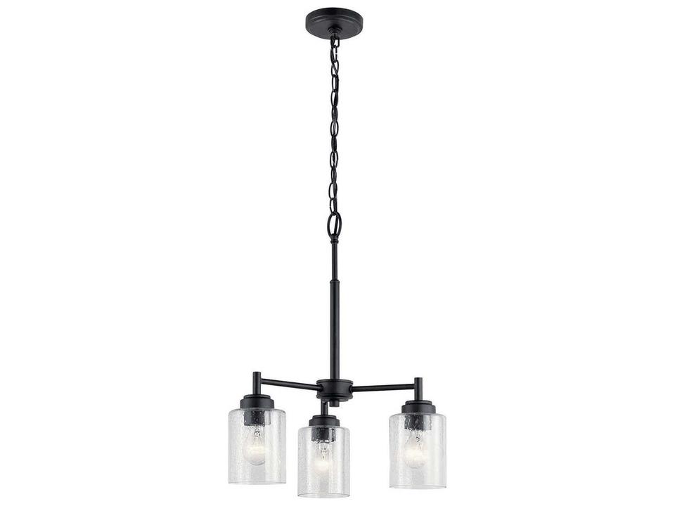 Winslow 3-Light 18-Inch Black Mini Chandelier with Clear Seeded Glass