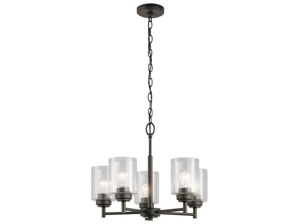 5-Light Winslow Chandelier with Clear Seeded Glass in Olde Bronze