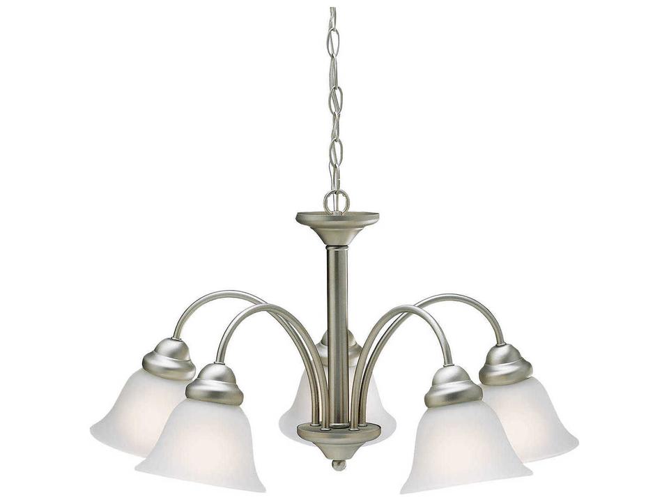Wynberg 5-Light Chandelier with Satin Etched Glass in Brushed Nickel
