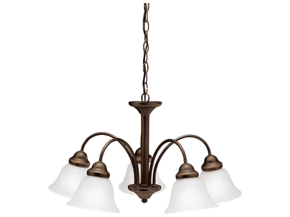 Wynberg 5-Light Olde Bronze Chandelier with Satin Etched Glass